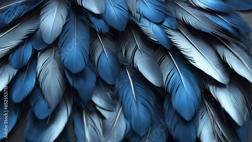 Close-Up of Silver and Blue Feathers