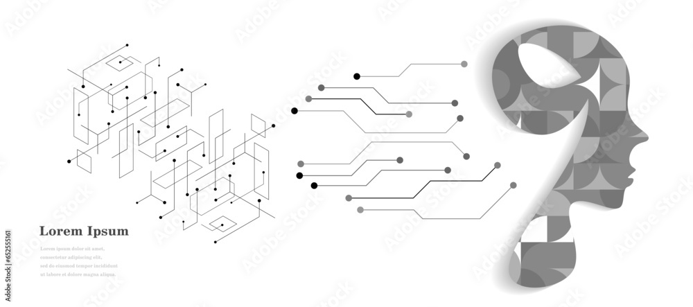 Fototapeta premium 幾何学 AI 人工知能 回路 科学 背景 透過