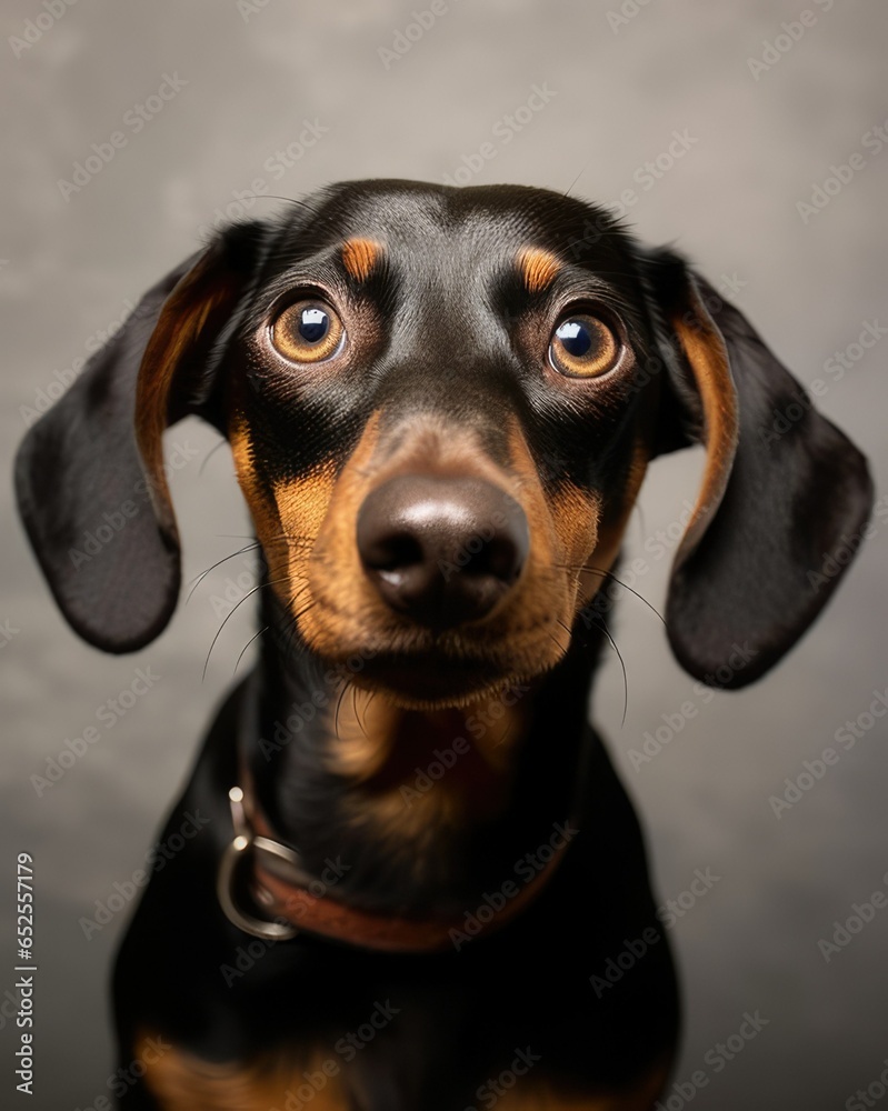 close up of dachshund dog face. generative AI