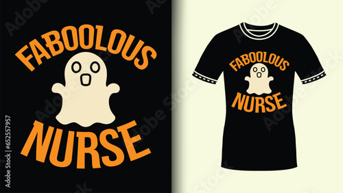 Retro Halloween Faboolous Nurse Shirt Design with Spooky Typography for Nursing Students