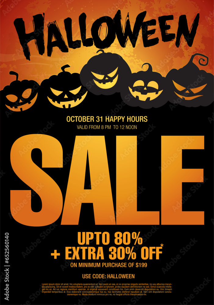 halloween sale banner layout design. vector illustration