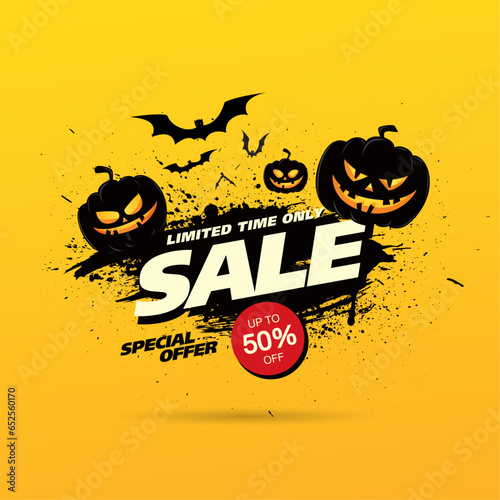 halloween sale banner layout design. vector illustration