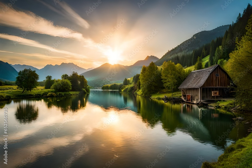 Obraz premium sunset in the mountains