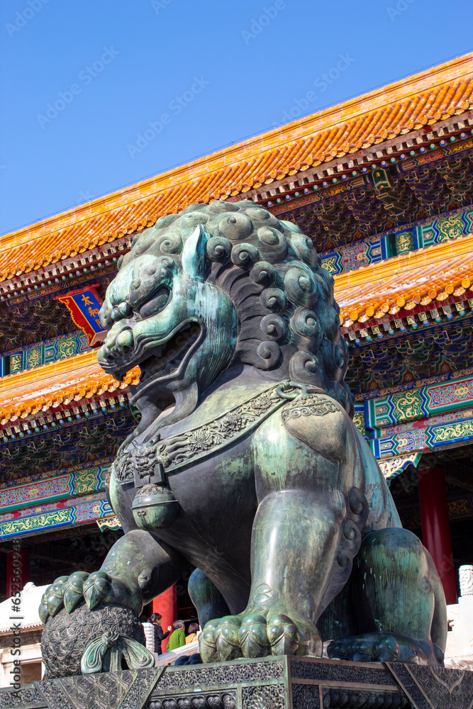 Chinese guardian lion, Forbidden City, Beijing, China.