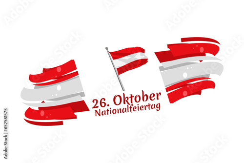 Translation: October 26, National Day. Happy National holiday of Austria vector illustration. Suitable for greeting card, poster and banner.