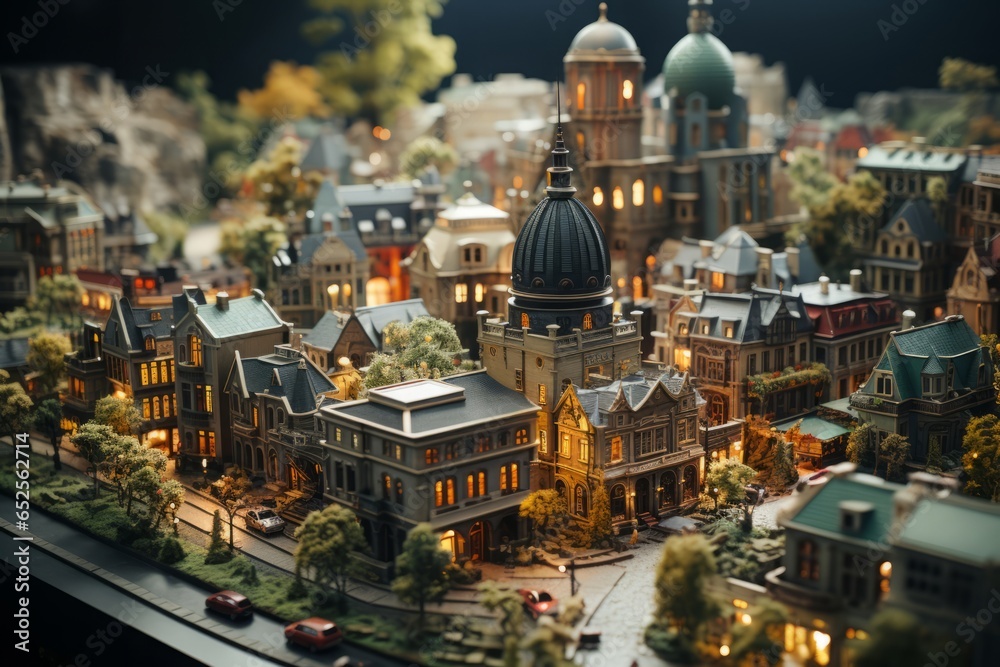 Fototapeta premium ミニチュア風の都市風景,Generative AI AI画像