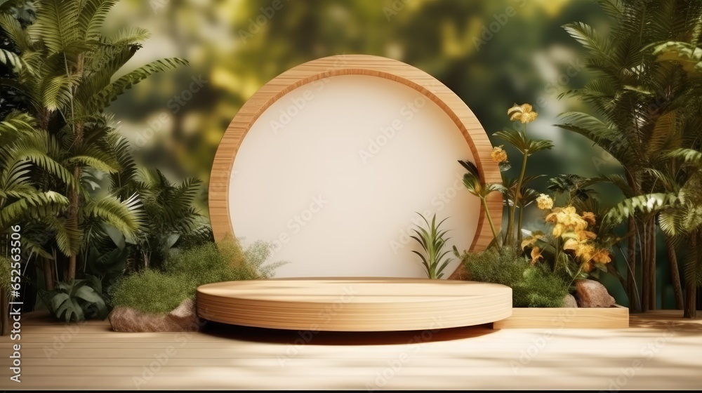 Cosmetic Product empty podium with nature background Cosmetic Product empty podium with nature background