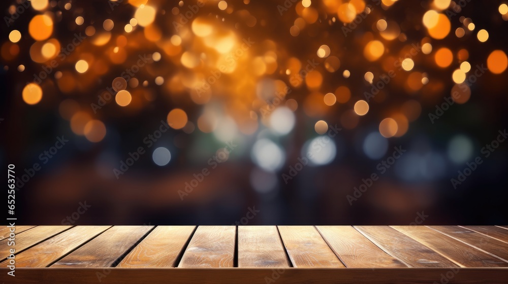 empty wooden table with bokeh light background empty wooden table with bokeh light background