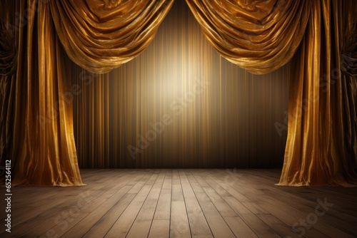 golden luxury curtain with empty floor