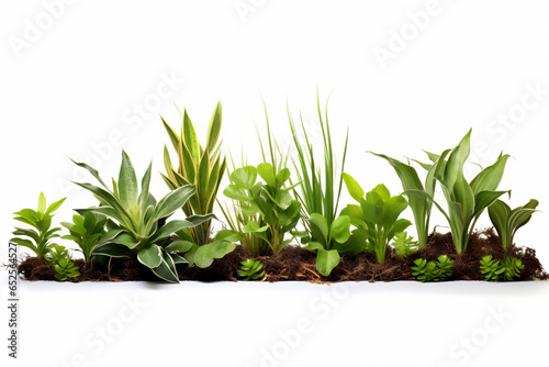 young plant growing from soil isolated on white