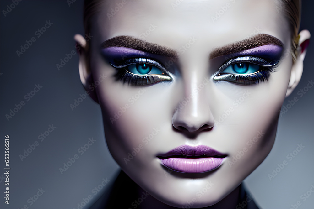 portrait of a woman with makeup.
Generative AI portrait of a woman with makeup.
Generative AI