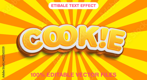 Editable text effect Cookies 3d Cartoon template style