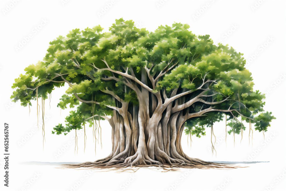 Banyan tree isolated on white background Stock Illustration | Adobe Stock