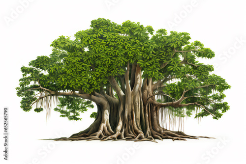 Banyan tree isolated on white background photo