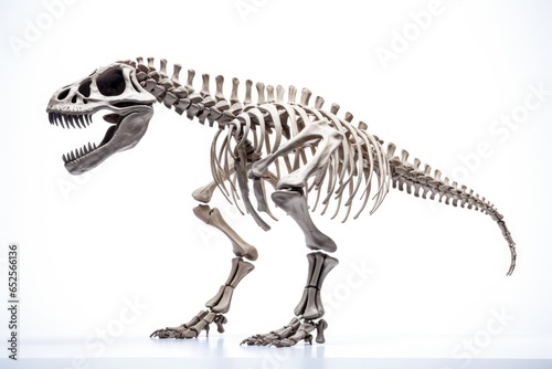 skeleton of dinosaur, skull and fossil dinosaur isolated on white background  photo