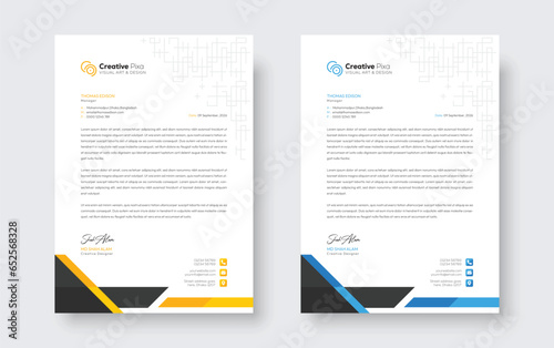 Corporate modern letterhead design template with color variation bundle. Creative letterhead design template for your business.