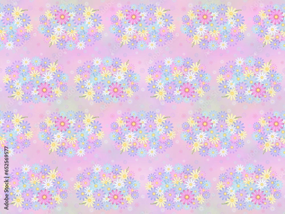 花のシームレスパターン　A-8