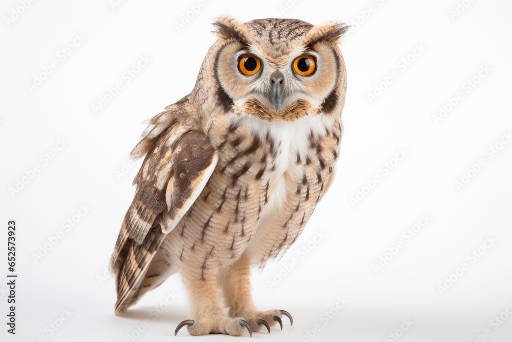 Obraz premium Mysterious Owl: Beautiful Bird on a White Background