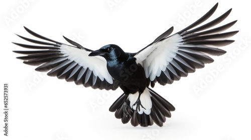 Magpie Beauty: Enchanting Bird on a Pure White Background