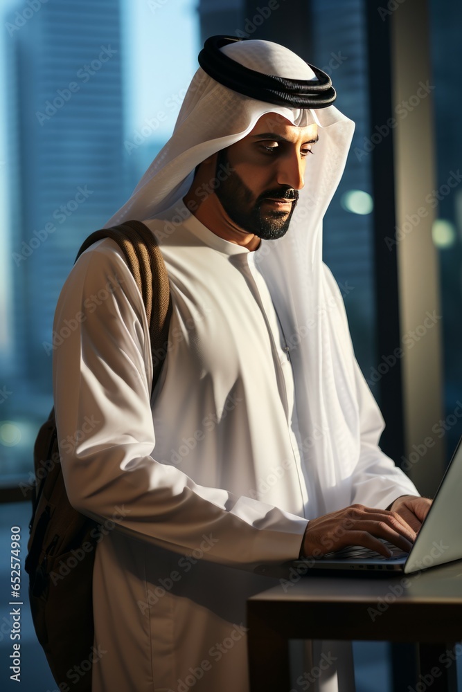 Gulf Businessman Working on Laptop Gulf Businessman Working on Laptop