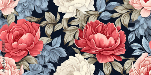multiple flowers pattern roses and peonies