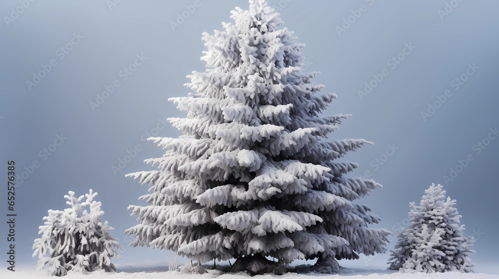 Christmas tree covered in snow