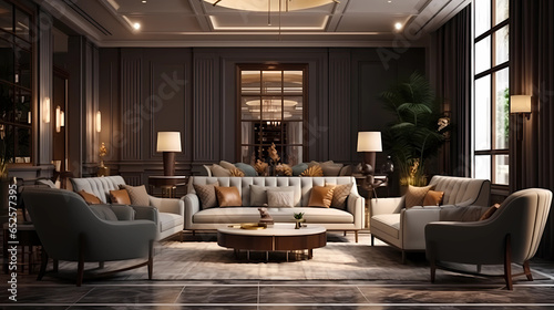 Luxurious lounge design with sofas © Asep