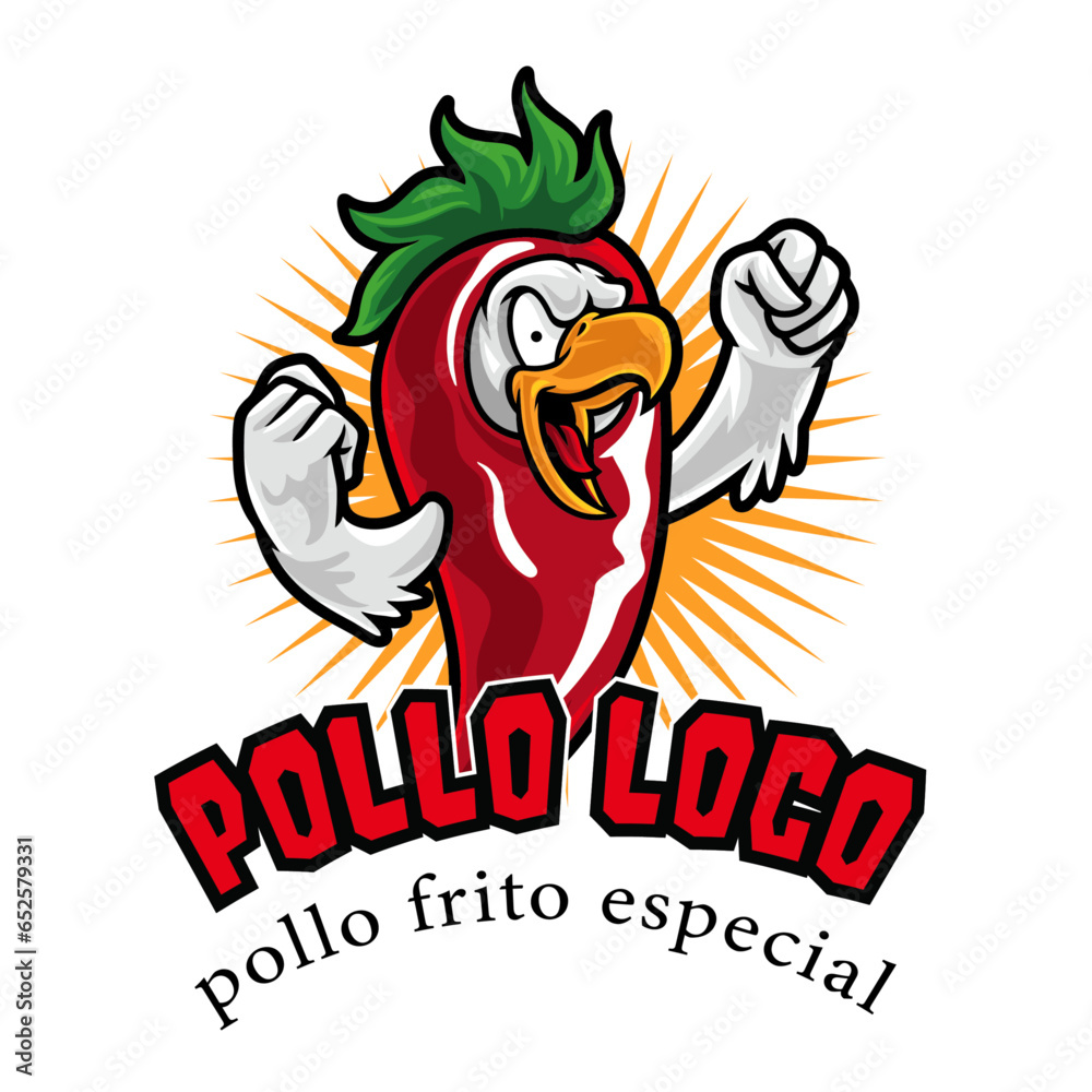 Pollo Loco Chicken Logo Mascot Template Stock Vector | Adobe Stock