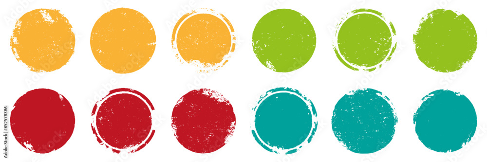 set of color grunge ink stamp circles, round shape stamp set of color grunge ink stamp circles, round shape stamp