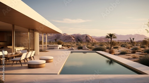 a minimalist desert residence with essential design, unobstructed vistas, and a sense of desert luxury