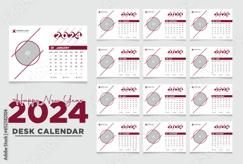 Desk Calendar 2024 template design Calendar 2024 photo