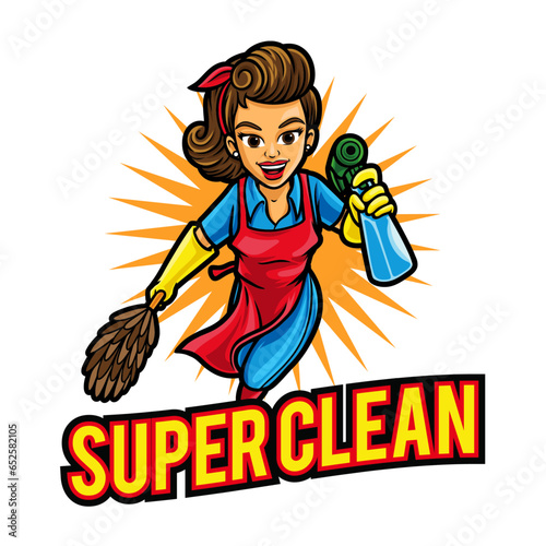 Super Clean Mom Logo Mascot Template