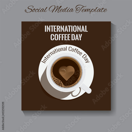 The most beautiful design of social media template with international coffee day
