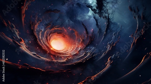 a space image with a surreal, abstract representation of a wormhole in deep space