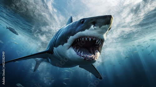  photo illustration of a shark opening its mouth photo
