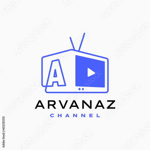 A letter mark channel television tv logo vector icon illustration
