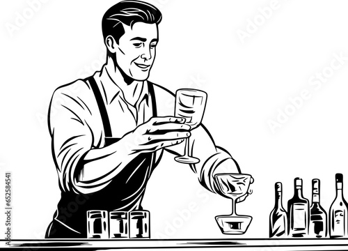 Bartender pose sketch drawing 