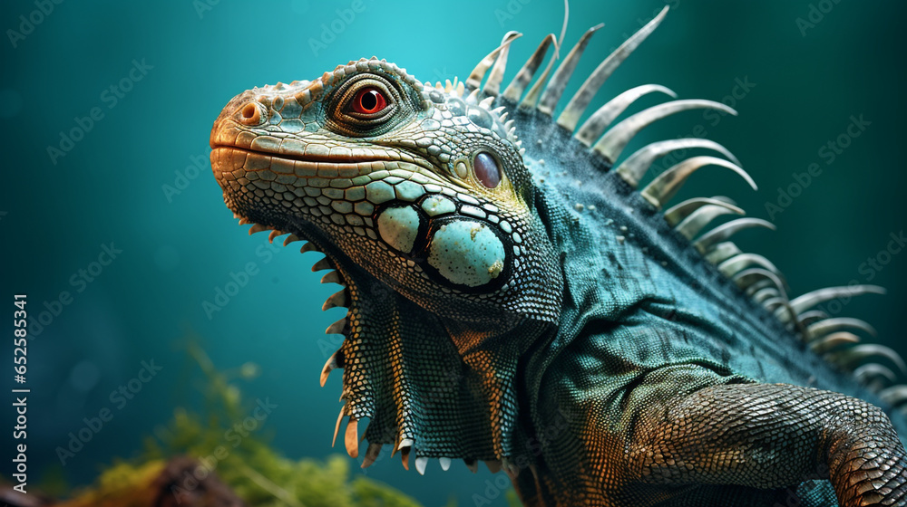  iguana photo illustration with beautiful colors.generative ai