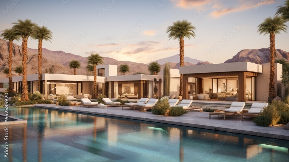 an eclectic desert residence with a fusion of styles, creating an oasis in a stark landscape