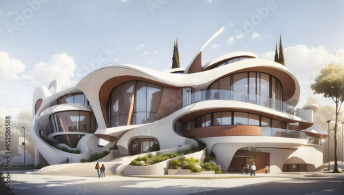 Unique style and drawing for architecture. world architecture day. Image is generated with the use of an Artificial intelligence