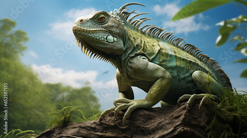  iguana photo illustration with beautiful colors.generative ai © carlesroom