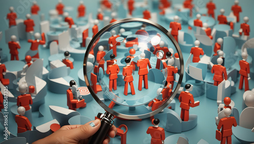 Focus customer target illustration using magnifier Glass. Image is generated with the use of an Artificial intelligence