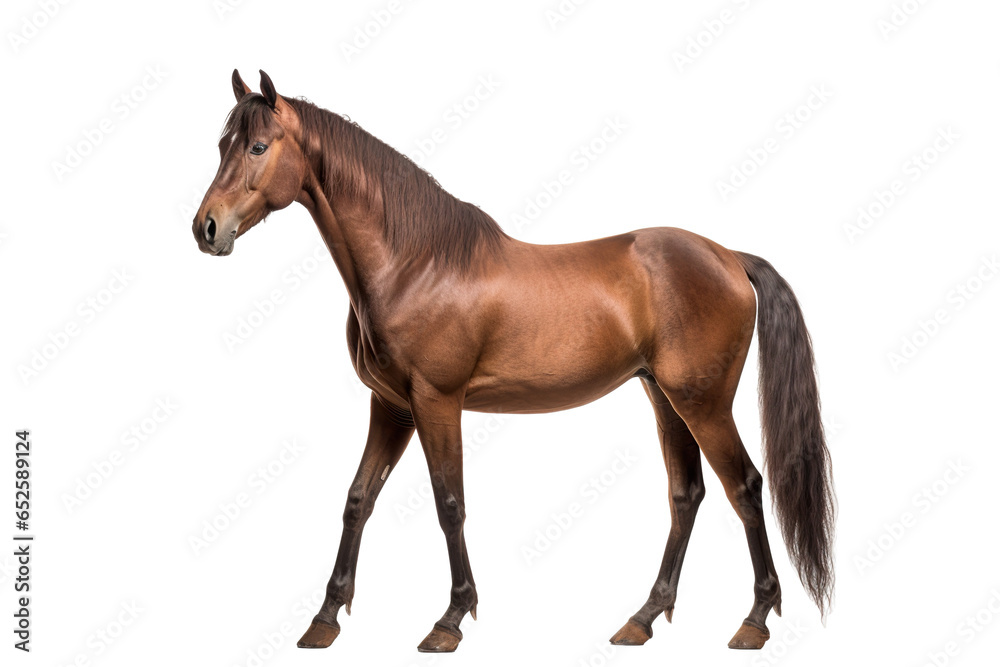 a beautiful horse full body on a white background studio shot isolated PNG