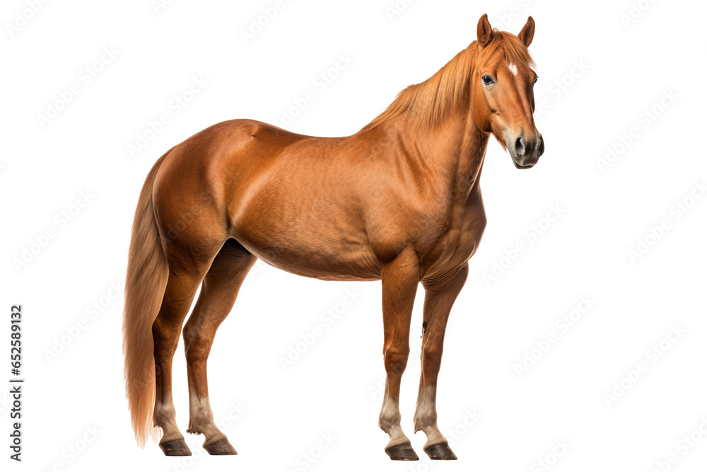 Fototapeta premium a beautiful horse full body on a white background studio shot isolated PNG