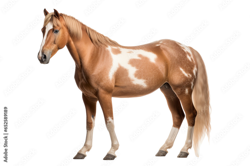 Obraz premium a beautiful horse full body on a white background studio shot isolated PNG