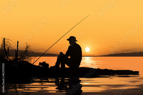 silhouette of an angler in the afternoon © Salawati
