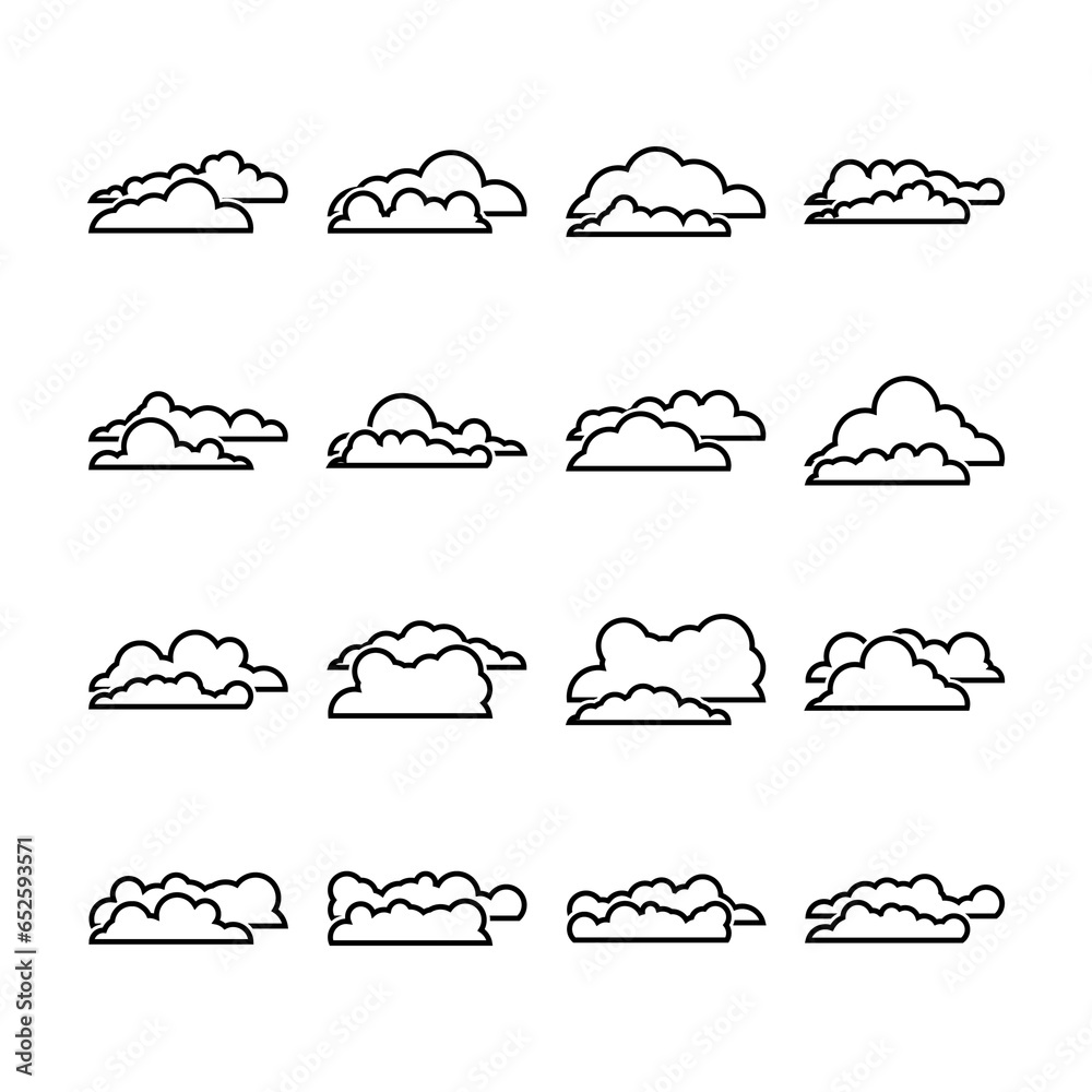Vector Line Set of Different Clouds Illustration