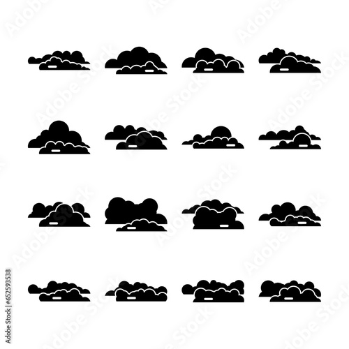 Fototapeta Naklejka Na Ścianę i Meble -  Vector Glyph Set of Different Clouds Illustration