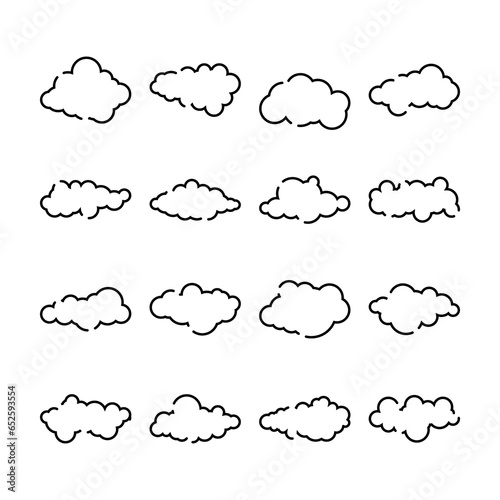 Vector Line Set of Different Clouds Illustration