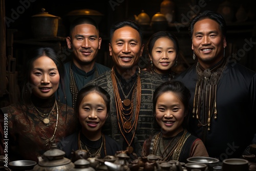 Family reunion with members representing a blend of ethnic heritages, Generative AI photo
